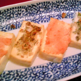 豆腐のアンチョビパン粉、タラコ・マヨチー焼き